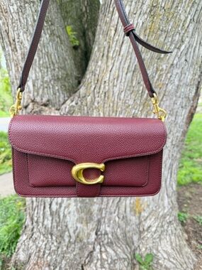 Coach Pebbled Leather  Tabby Crossbody in Burgundy with Gold Hardware